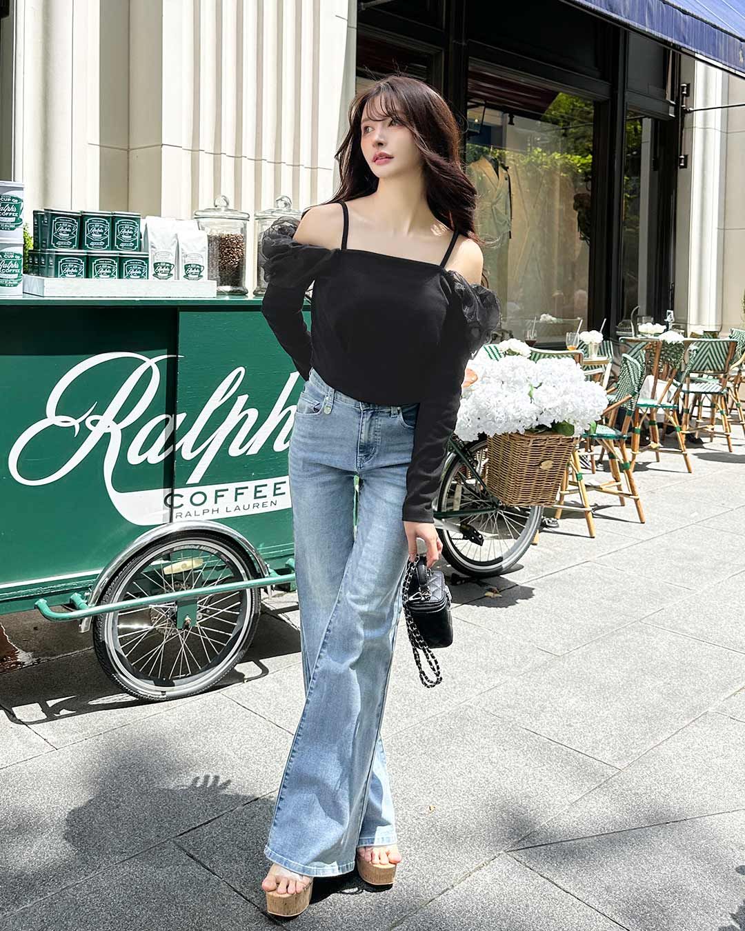 オーガンジーパフスリーブオフショルトップス　Rady オーガンジーパフスリーブオフショルトップス Rady - メルカリ