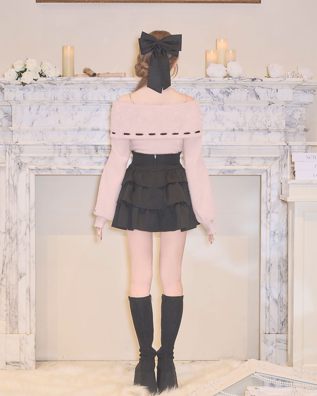 フリル美脚スカート ブラック | ファッション通販＆メディアMyColor