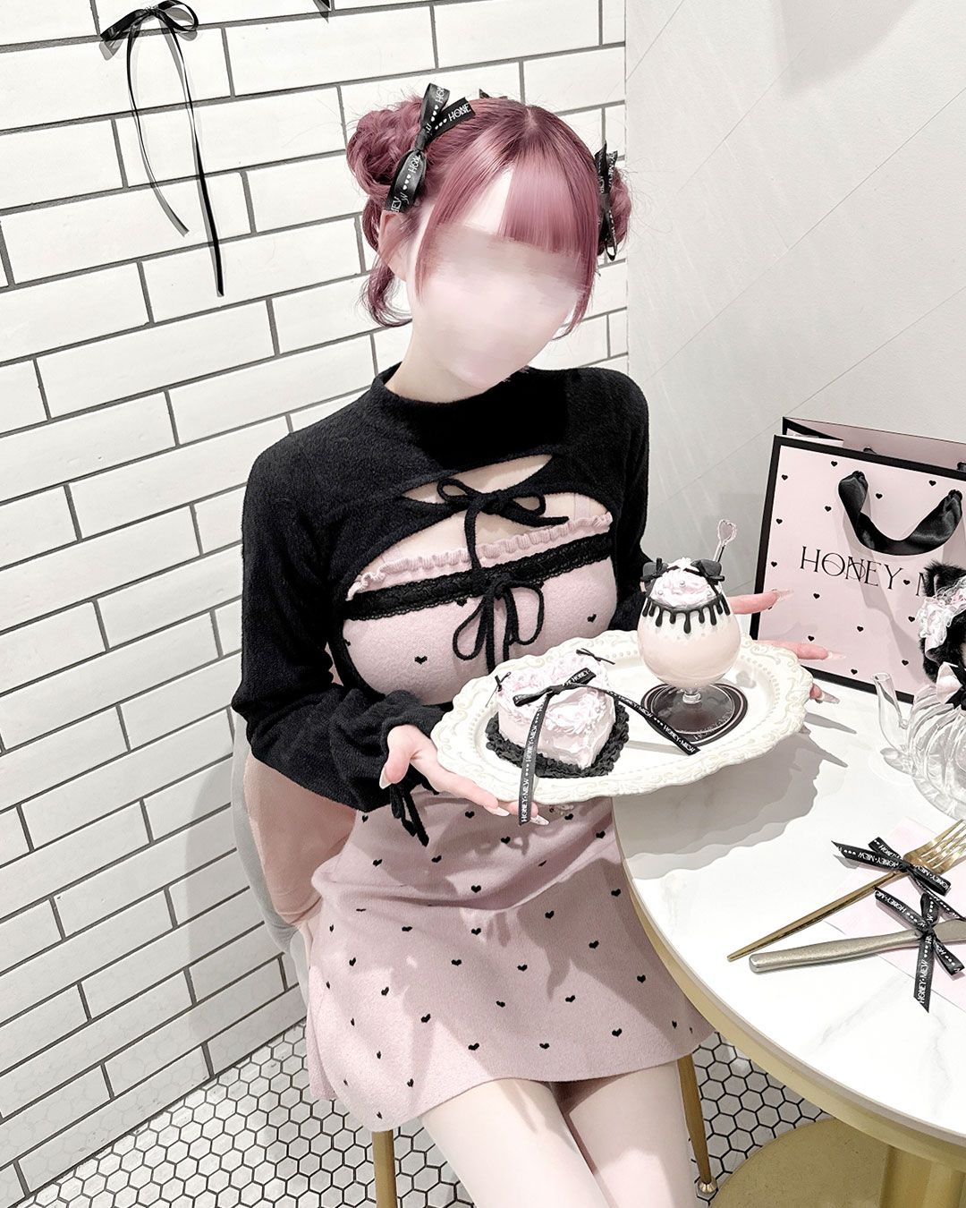 pimiri cafe Collaboration】Luv ダブルリボンアンサンブルワンピース