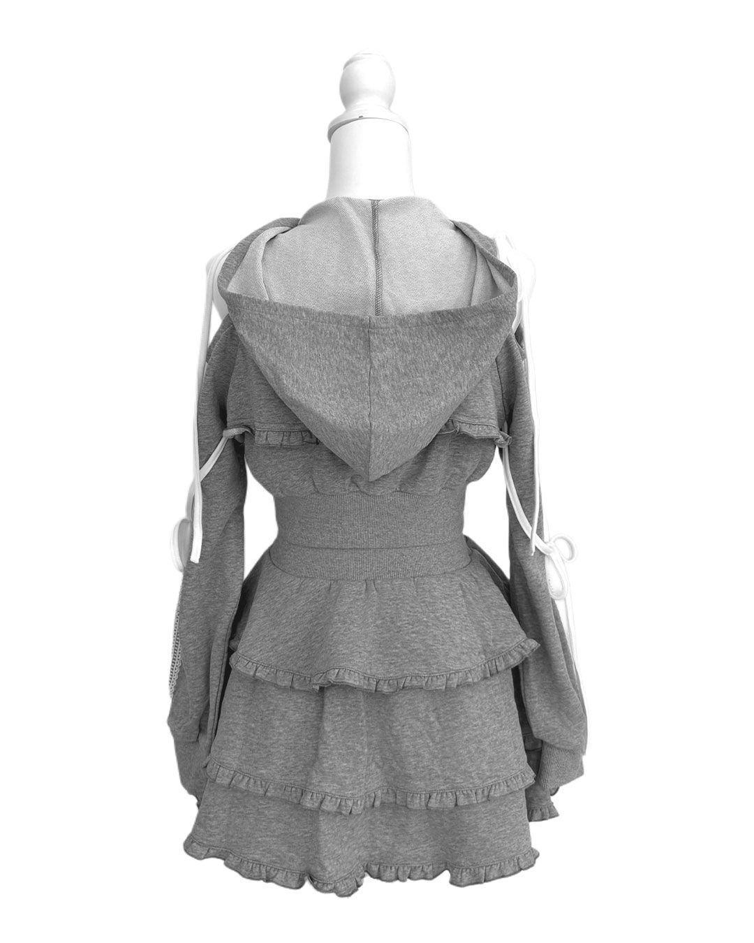 リボンスリットスウェットセットアップ グレー | ファッション通販