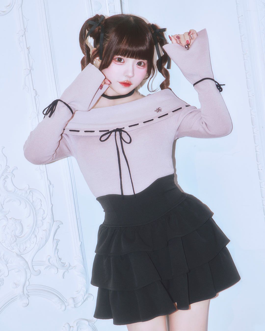 フリル美脚スカート ブラック | ファッション通販＆メディアMyColor