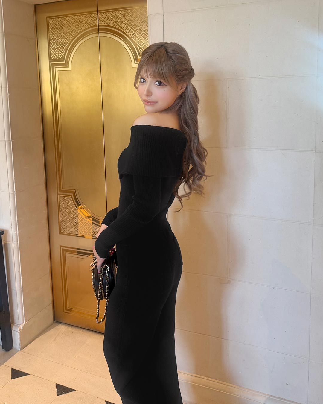 リブニットセットアップ ブラック | ファッション通販＆メディア