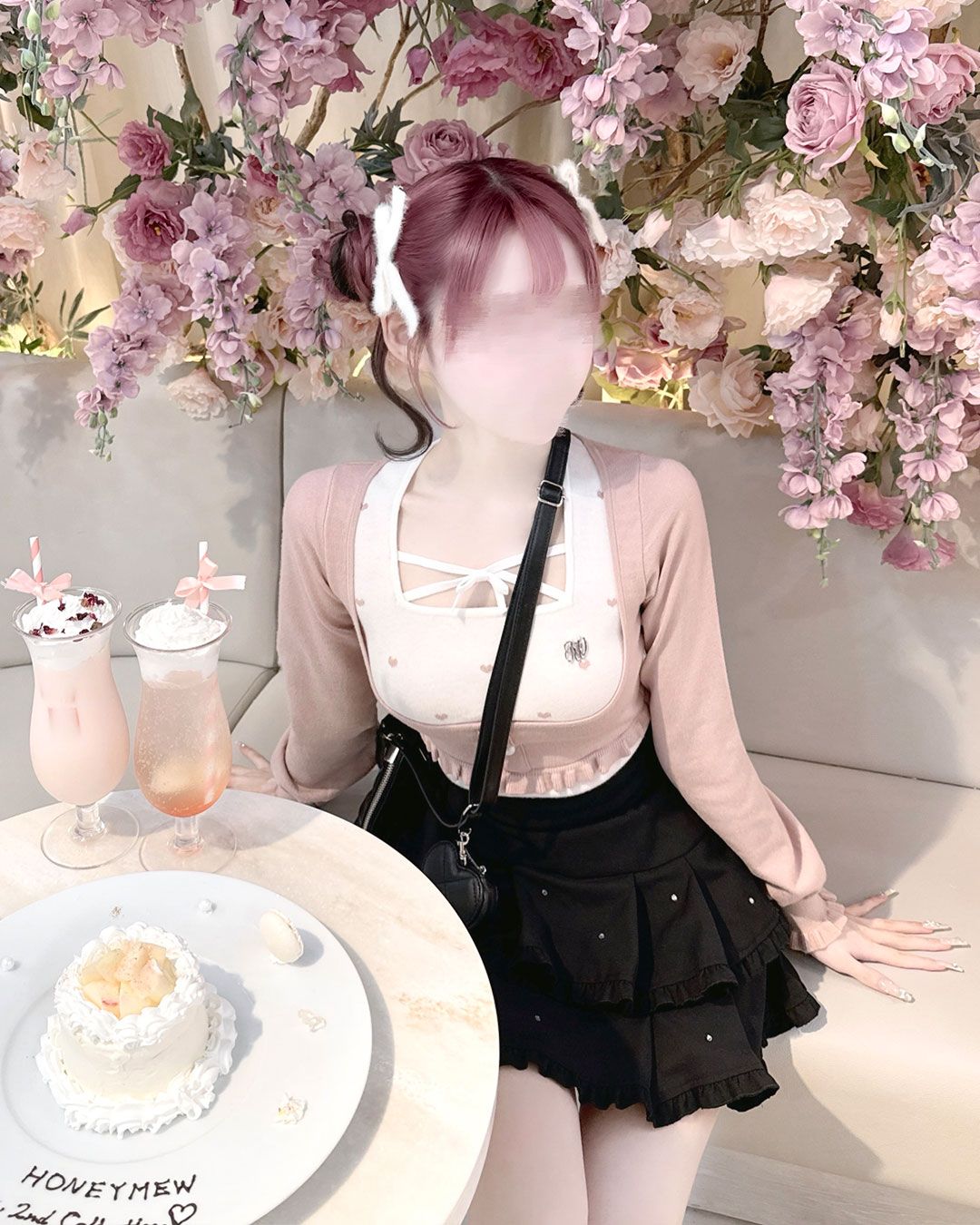 トップス outro ショートスラブ フライス ボーダー 長袖 衿フリル インナー