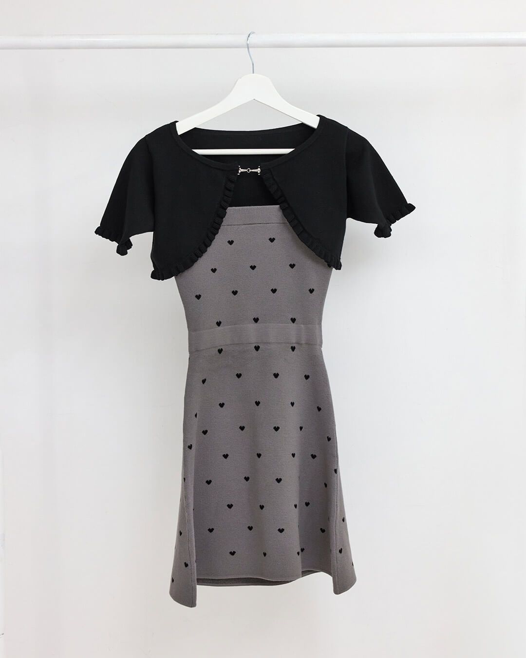 HONEYMEW checkアンサンブルワンピース グレー HONEYMEW check