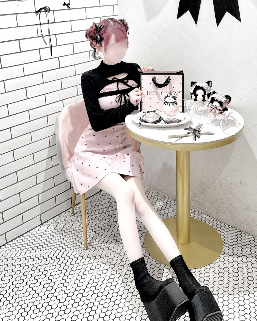 pimiri cafe Collaboration】Luv ダブルリボンアンサンブルワンピース