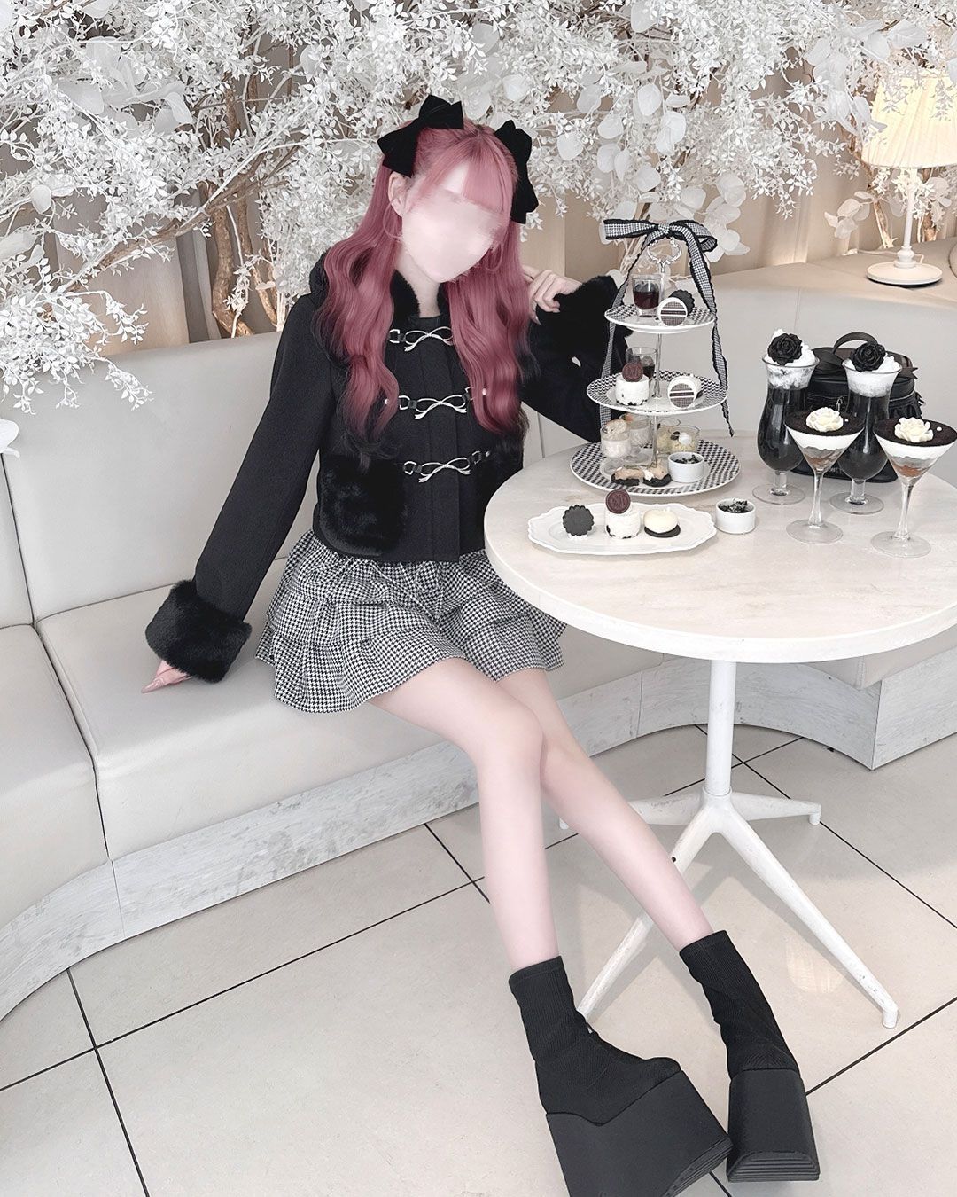 リボンビットフードショートコート ホワイト | ファッション通販