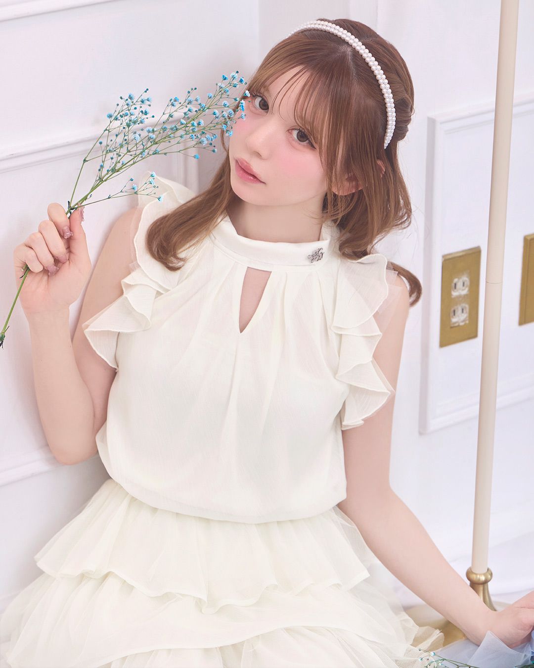 【michellMacaron】 ラッフルアメスリチュールワンピ ラッフルアメスリチュールワンピ ホワイト | ファッション通販