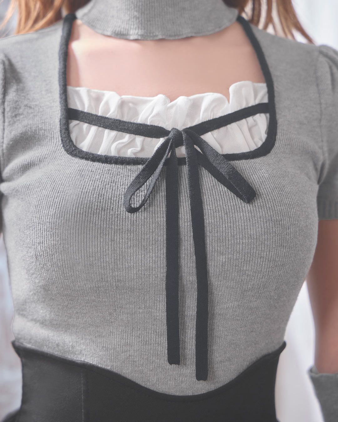 チョーカーニットトップス グレー | ファッション通販＆メディア