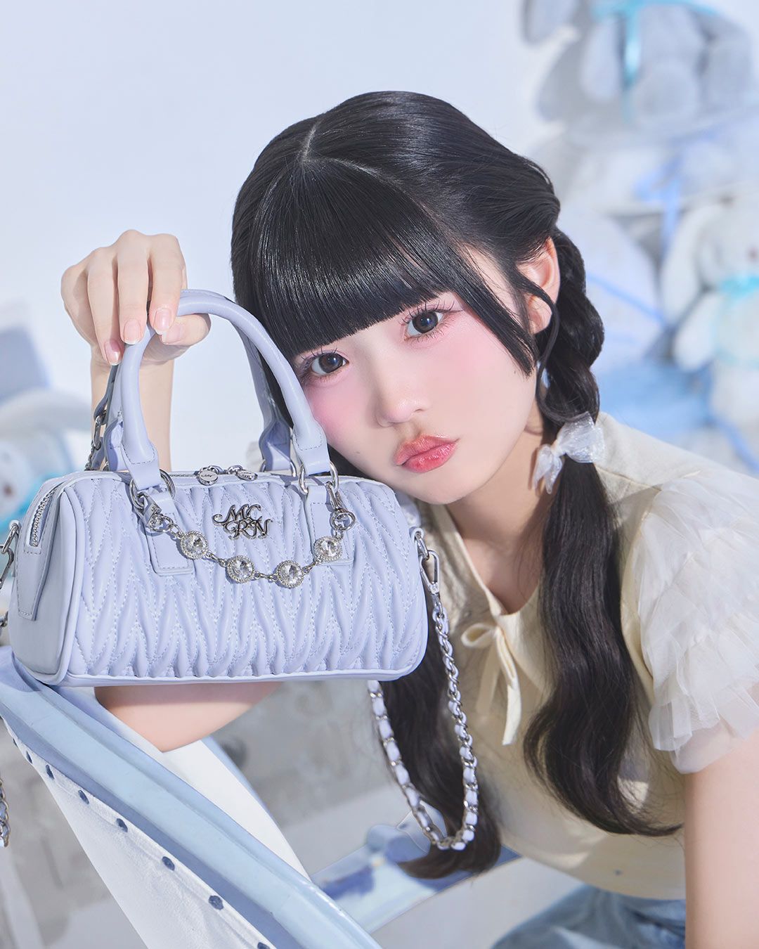 ビジューキルティングミニボストン ピンク | ファッション通販