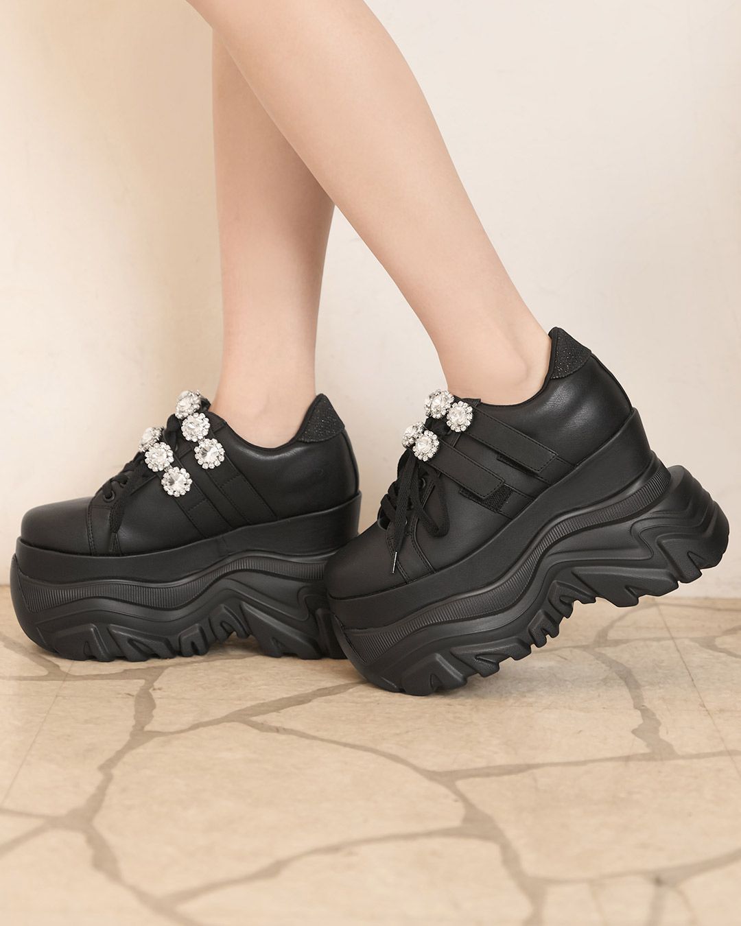 ミシェルマカロン　ボリュームソールビジューベルトスニーカー　S ミシェルマカロン ボリュームソールビジューベルトスニーカー L