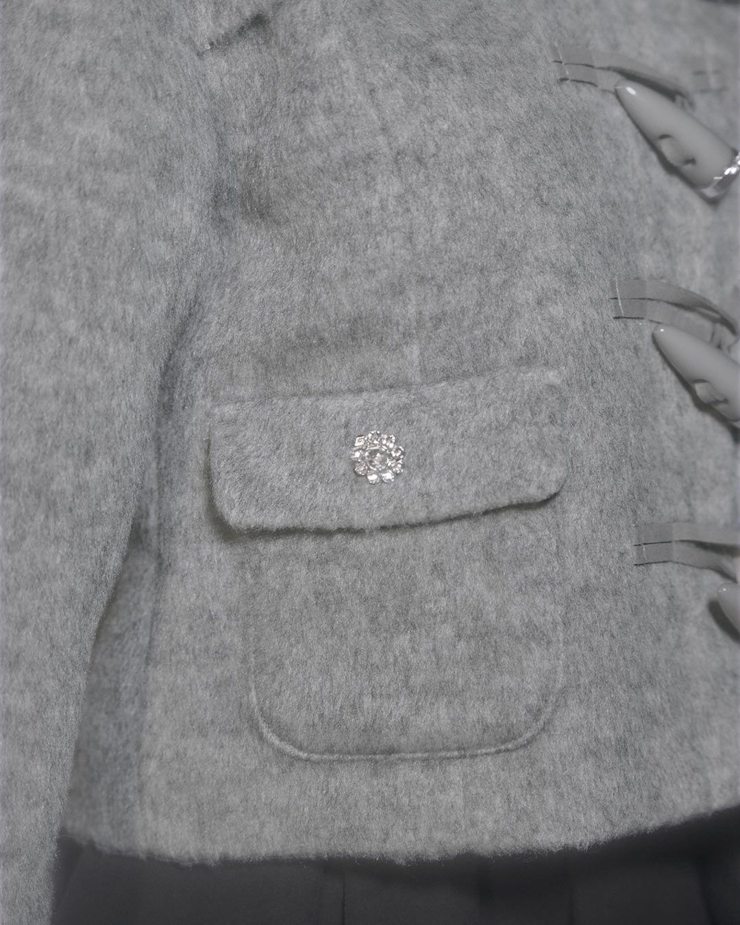 ファーショートダッフルコート グレー | ファッション通販＆メディア