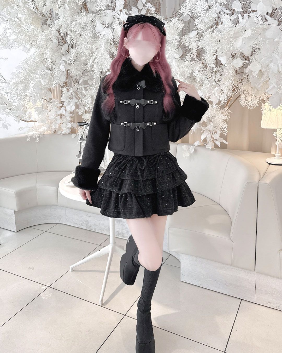 ベルトリボンショートコート ブラック | ファッション通販＆メディア