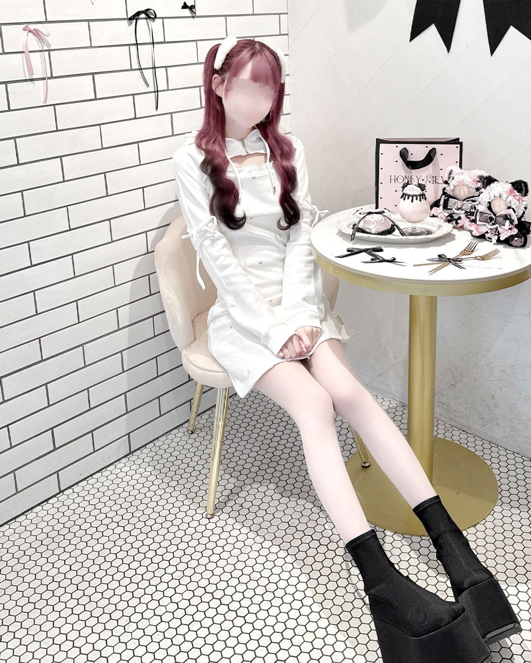 pimiri cafe Collaboration】Luv スウェットアンサンブルパーカー