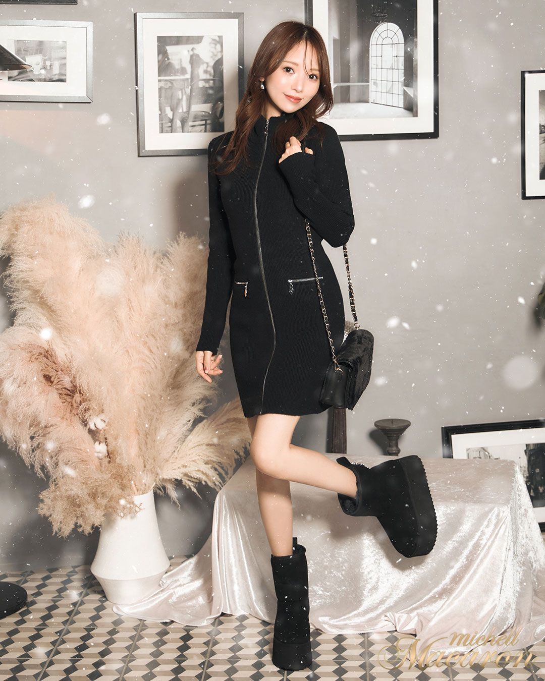 ミシェマカ モノグラムニットミニワンピース michellMacaronのフリマアイテム一覧