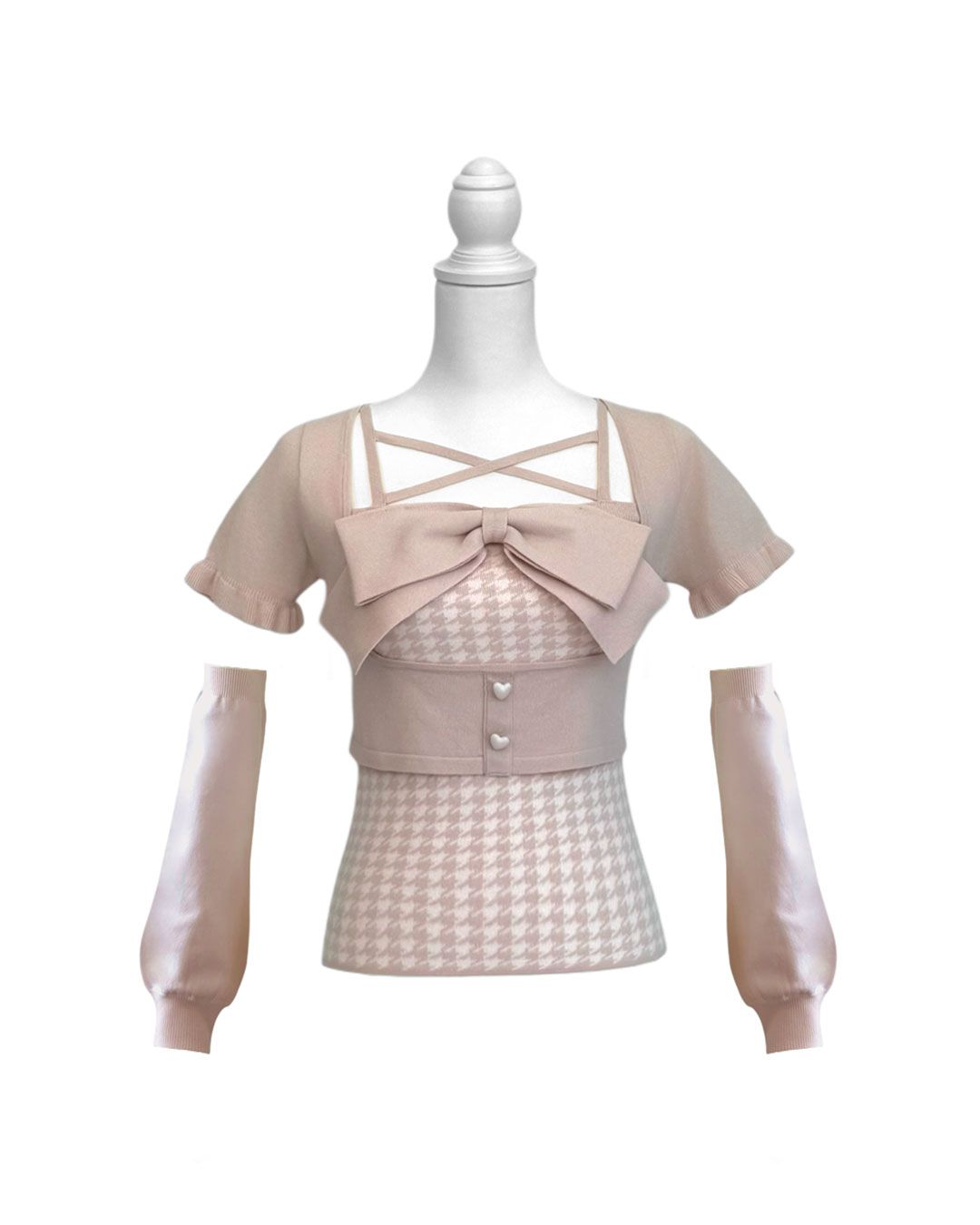 ビッグリボンアンサンブルトップス グレー | ファッション通販