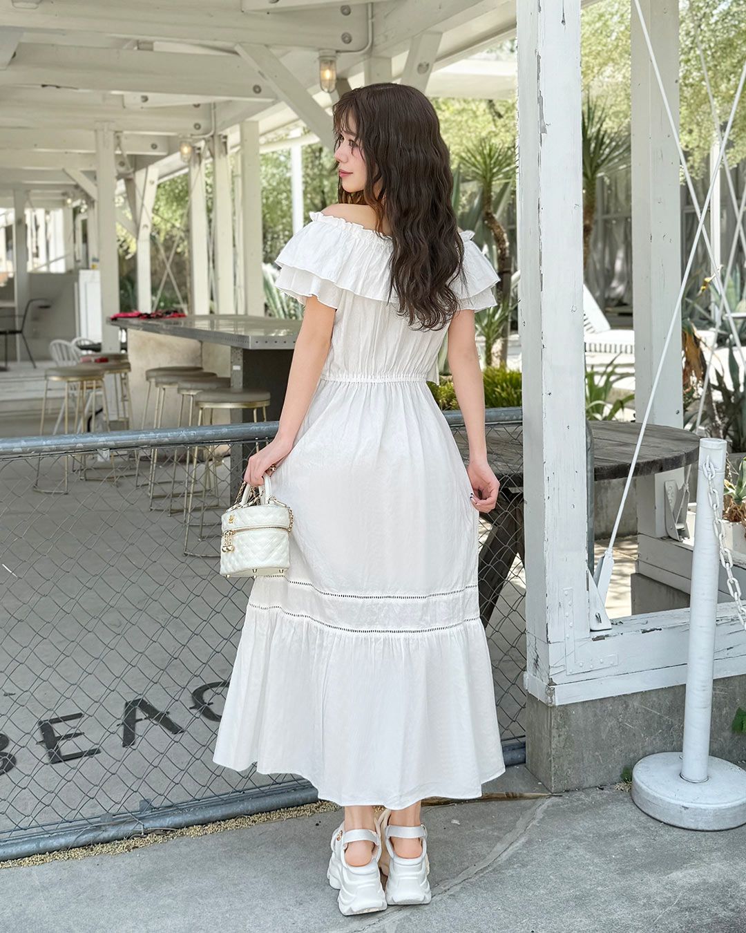 2wayクロスフリルティアードワンピース ホワイト | ファッション通販