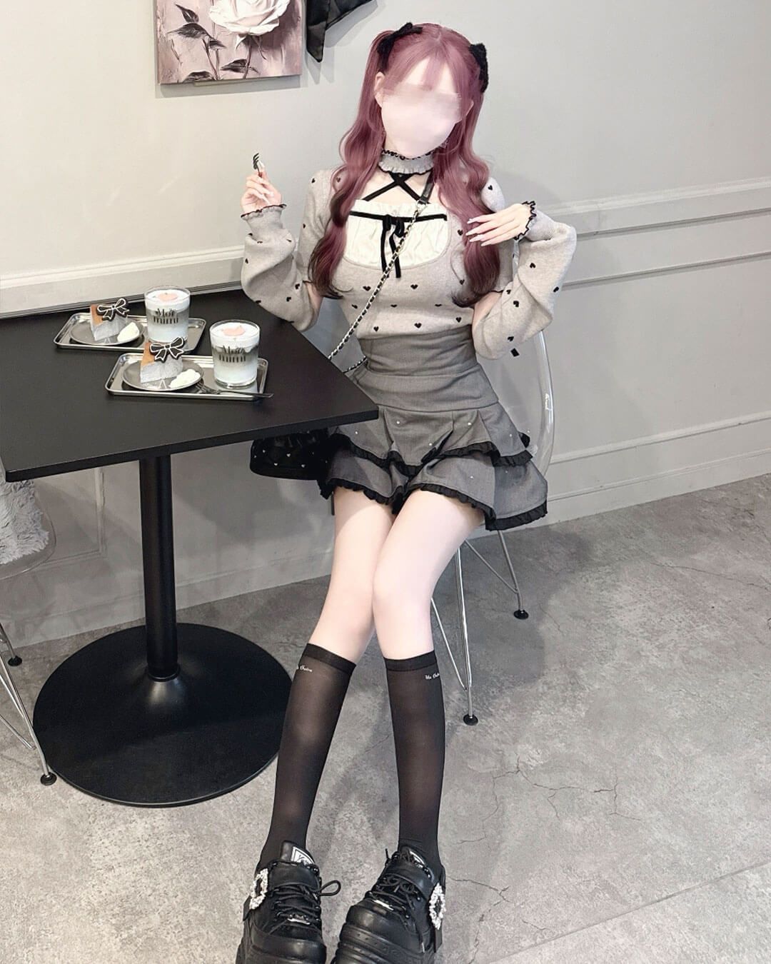 Luv アームカバー付きチョーカートップス ピンク | ファッション通販