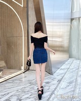 【人気カラー】美品　エビス　デニムミニスカートM インディゴブルー　かもめ カモメ刺繍 レギュラーフィット デニムスカート – EVISU