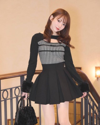 ‪☆ シャギーボレロsetチェックトップス‪☆ シャギーボレロsetギンガムチェックトップス ブラック | ファッション