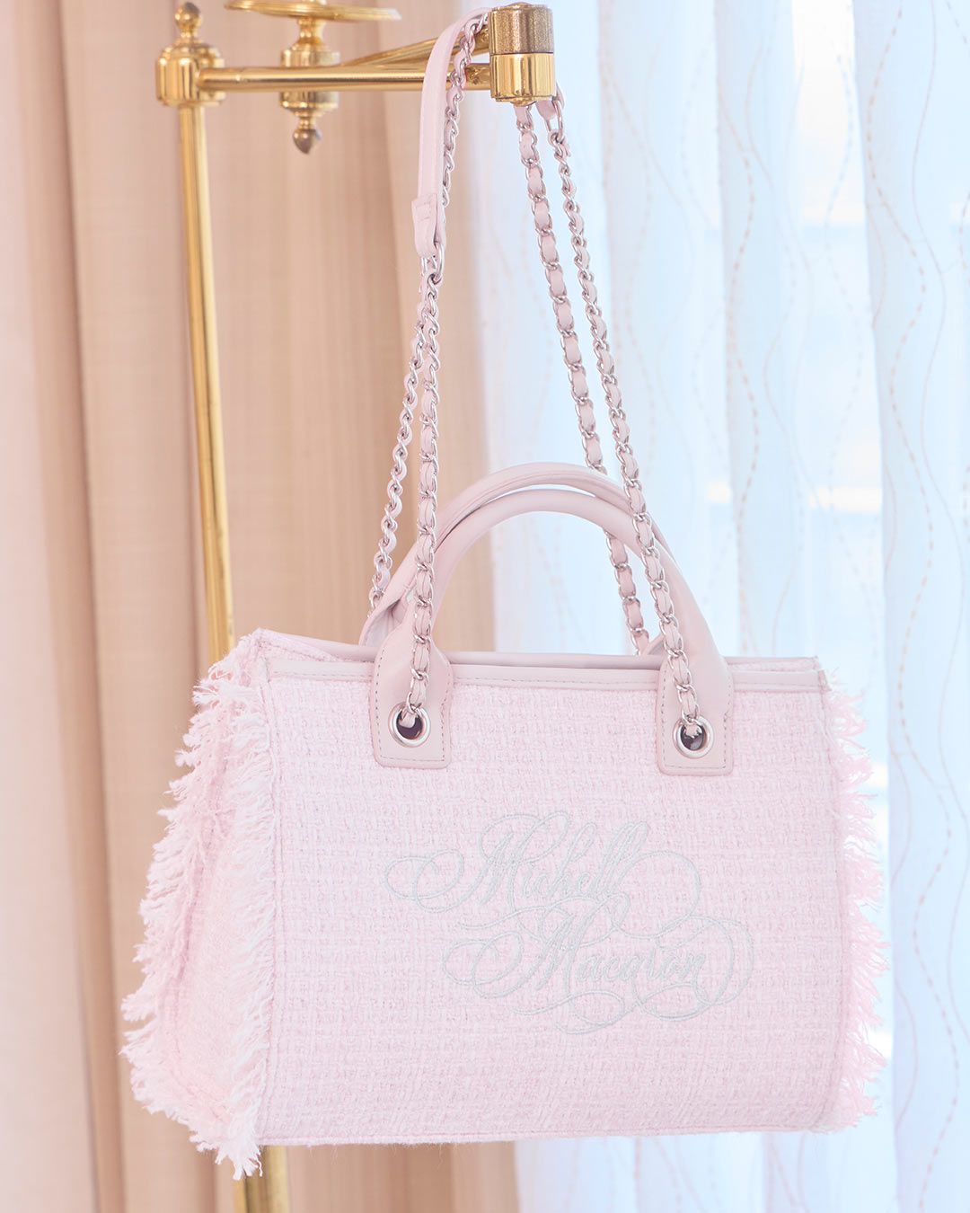 ミシェルマカロン フリンジツイードトートバッグ ピンクS フリンジツイードトートバッグS ピンク | ファッション通販＆メディア