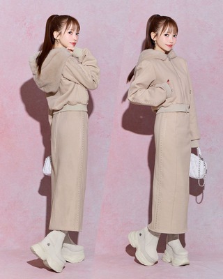 michellMacaron ハートニットセットアップ ベージュ michellMacaron