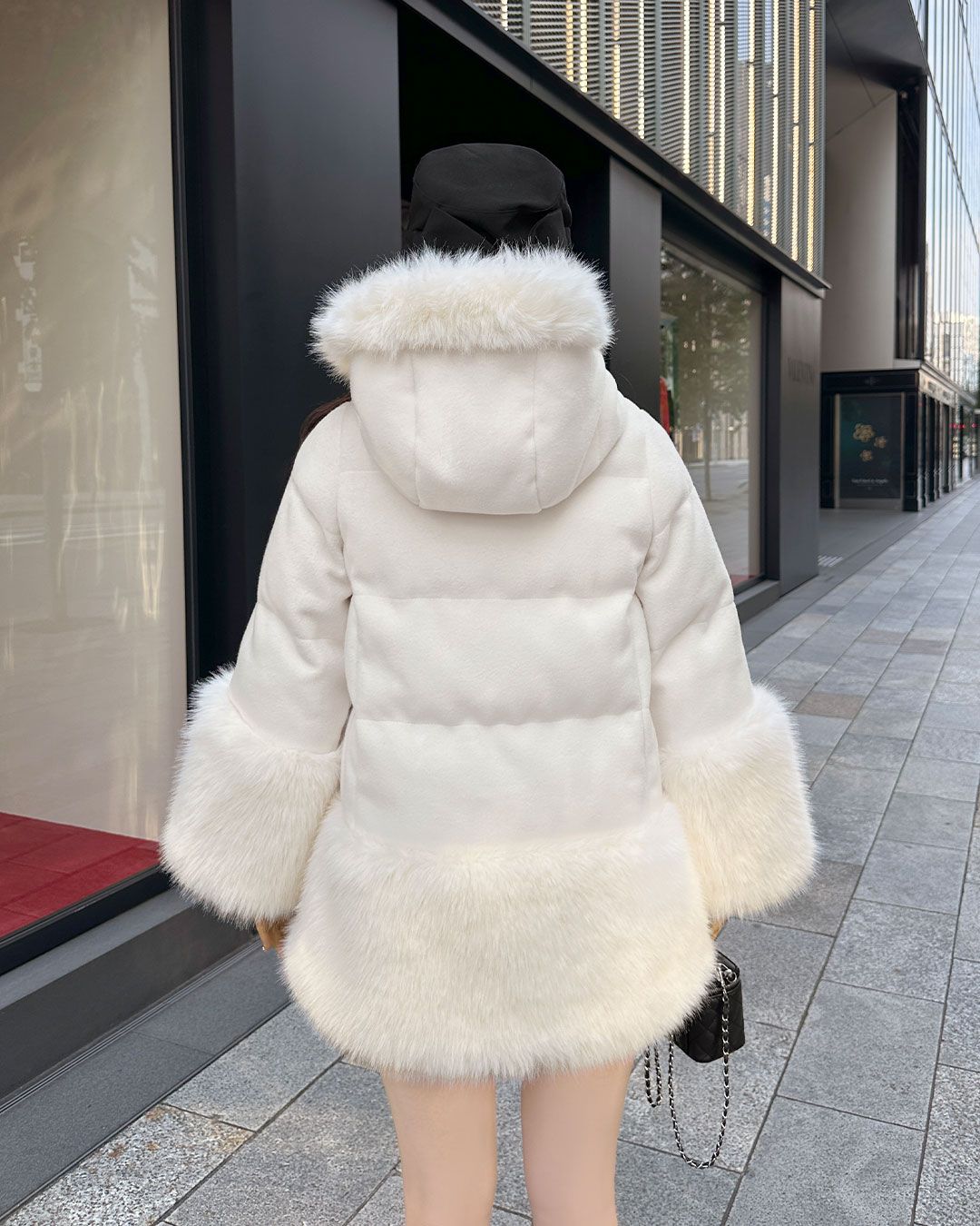 ファーフーディファイバーダウン オフホワイト | ファッション通販