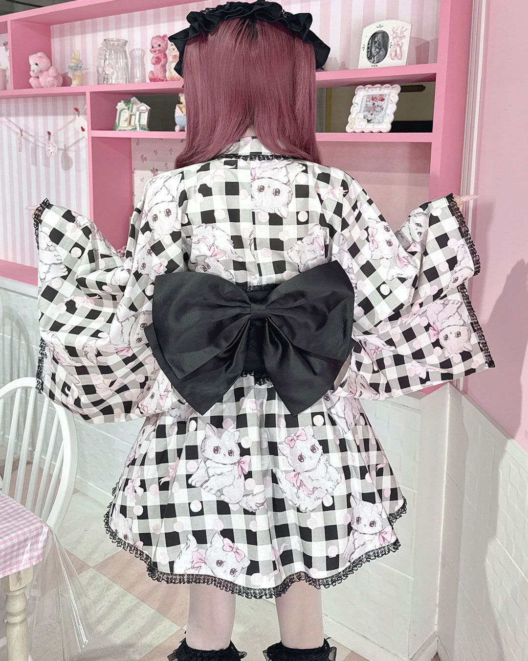 すい〜ときゃっと♡ギンガムレースアップ浴衣 ピンク | ファッション