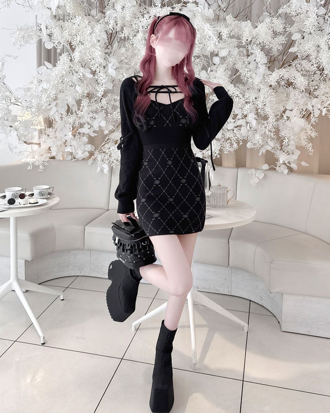 モノグラムシャギーアンサンブルニットワンピ グレー | ファッション