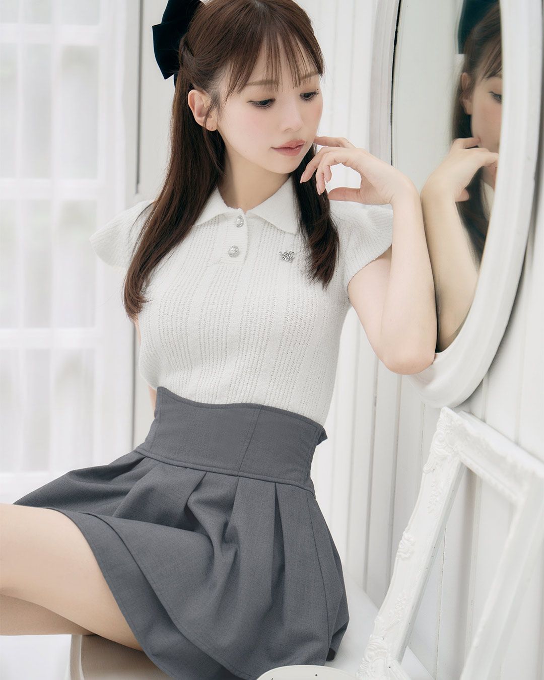 michellMacaron 美脚スカート グレー Sサイズ ミシェルマカロン michellMacaron 美脚スカート ブルーグレー S