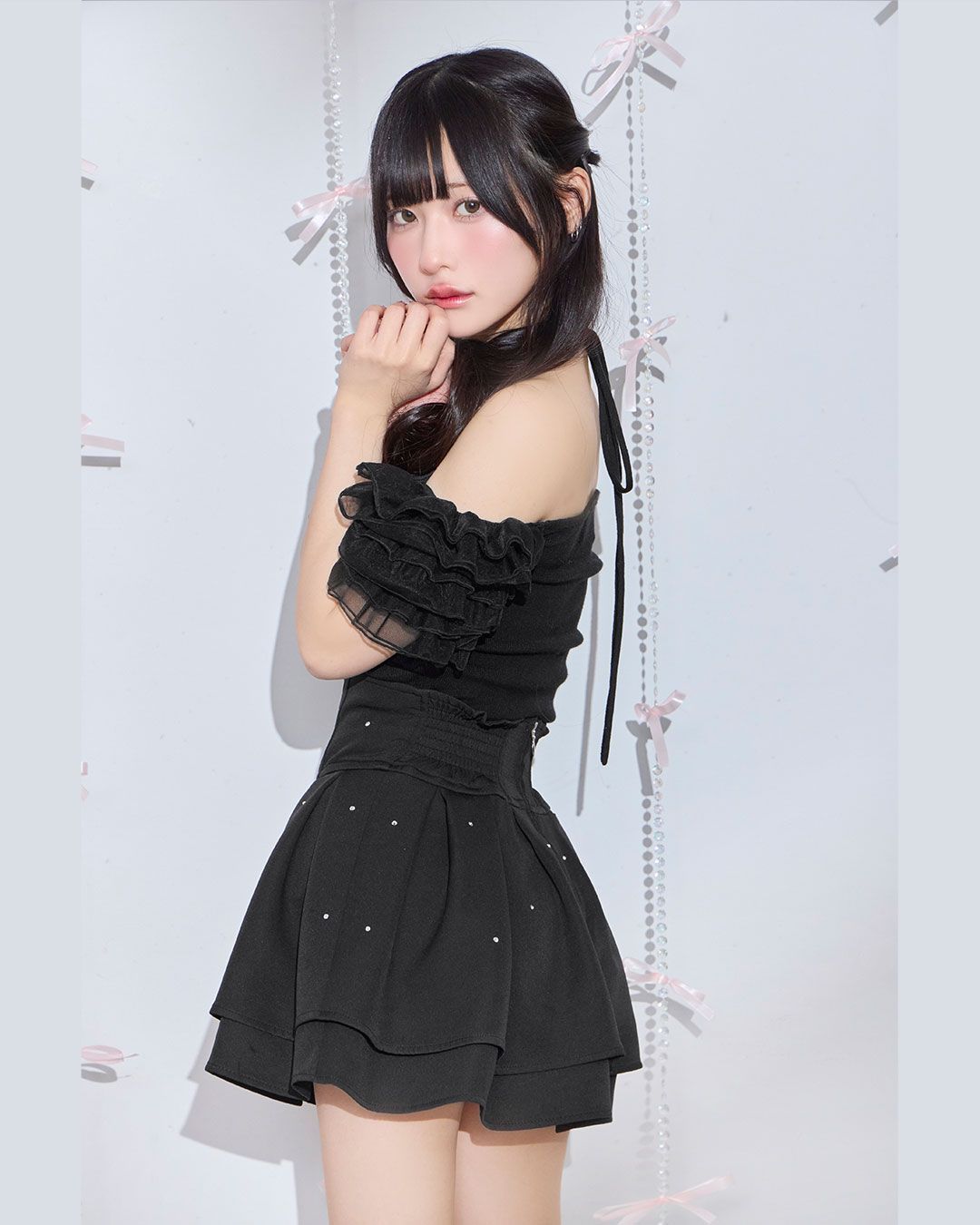 ランダムビジュー美脚スカート ブラック | ファッション通販