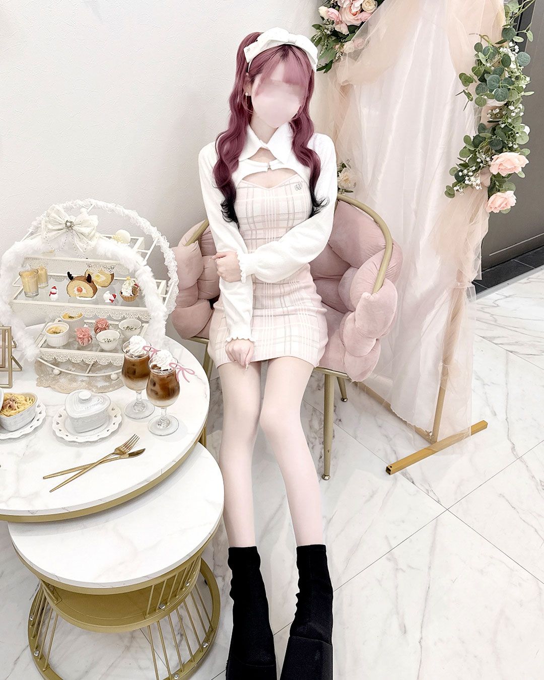 チェックレイヤードアンサンブルワンピース ブラック | ファッション