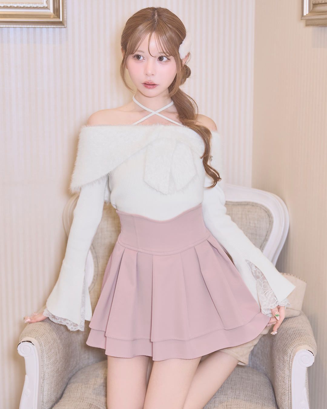 殿堂入り!!美脚になれるスカート♡（インナーパンツ付） ピンク