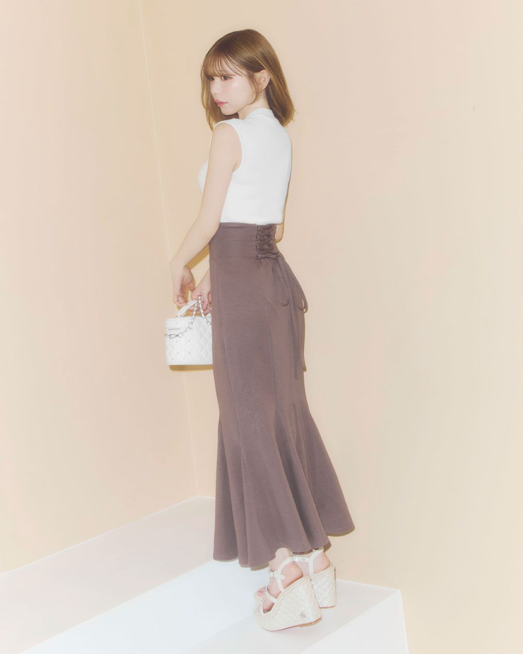 よっこ　6A ミシェル　スカートとニット 大人の美脚スカート ブラウン | ファッション通販＆メディアMyColor