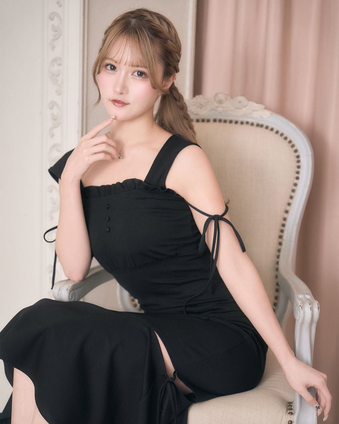 michellMacaron フード付きオフショルマーメードワンピース michellMacaron フード付きオフショルマーメードワンピース