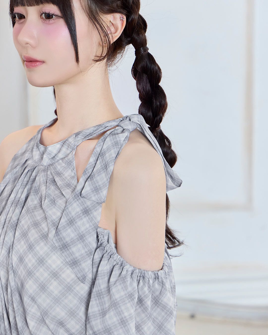 ベルト付きアメスリティアードワンピ ブルーグレー | ファッション通販