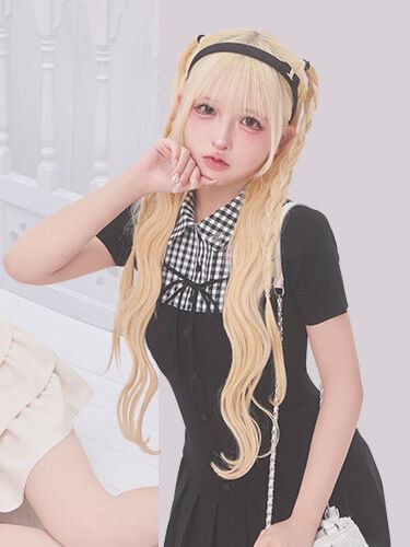 SJJ0422Cギンガムドッキングプリーツニットワンピ