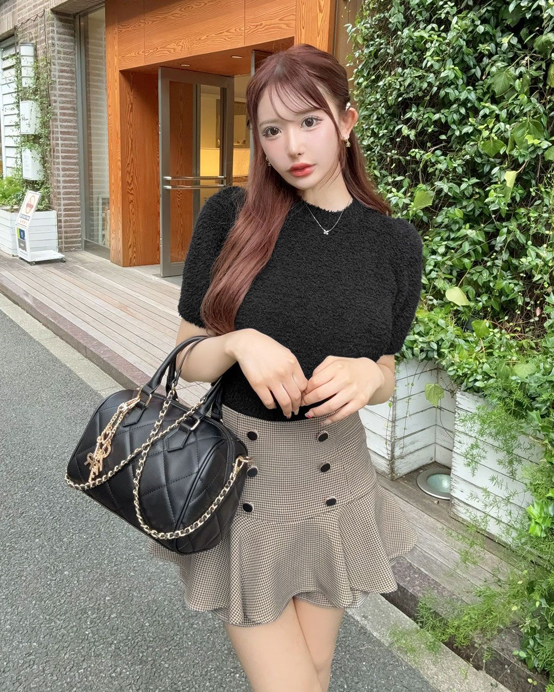 ダブルボタン美脚スカパン ブラック | ファッション通販