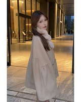 ハーフコート、筒型ベージュファーオープンフロントベスト ポンチョ