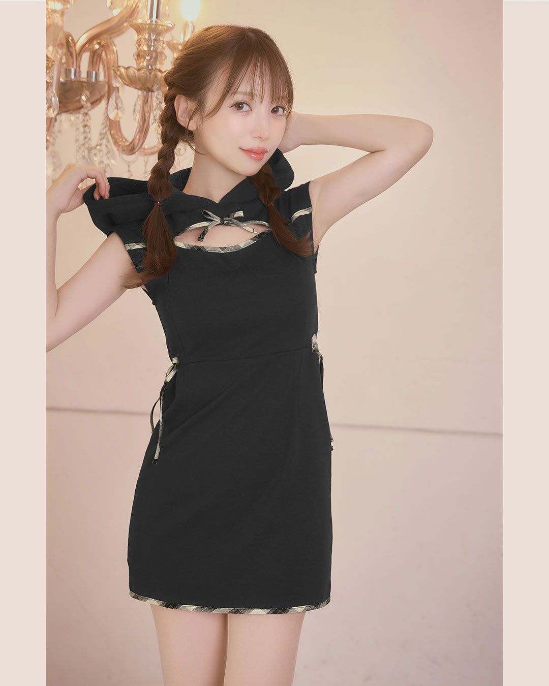 最終値下げブラウンチェック柄ミニワンピースBalloon Tunic 最終値下げブラウンチェック柄ミニワンピースBalloon Tunic