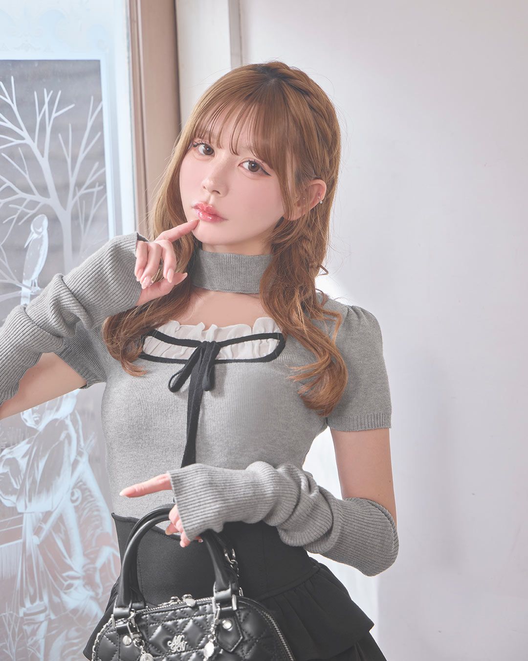 チョーカーニットトップス グレー | ファッション通販＆メディア