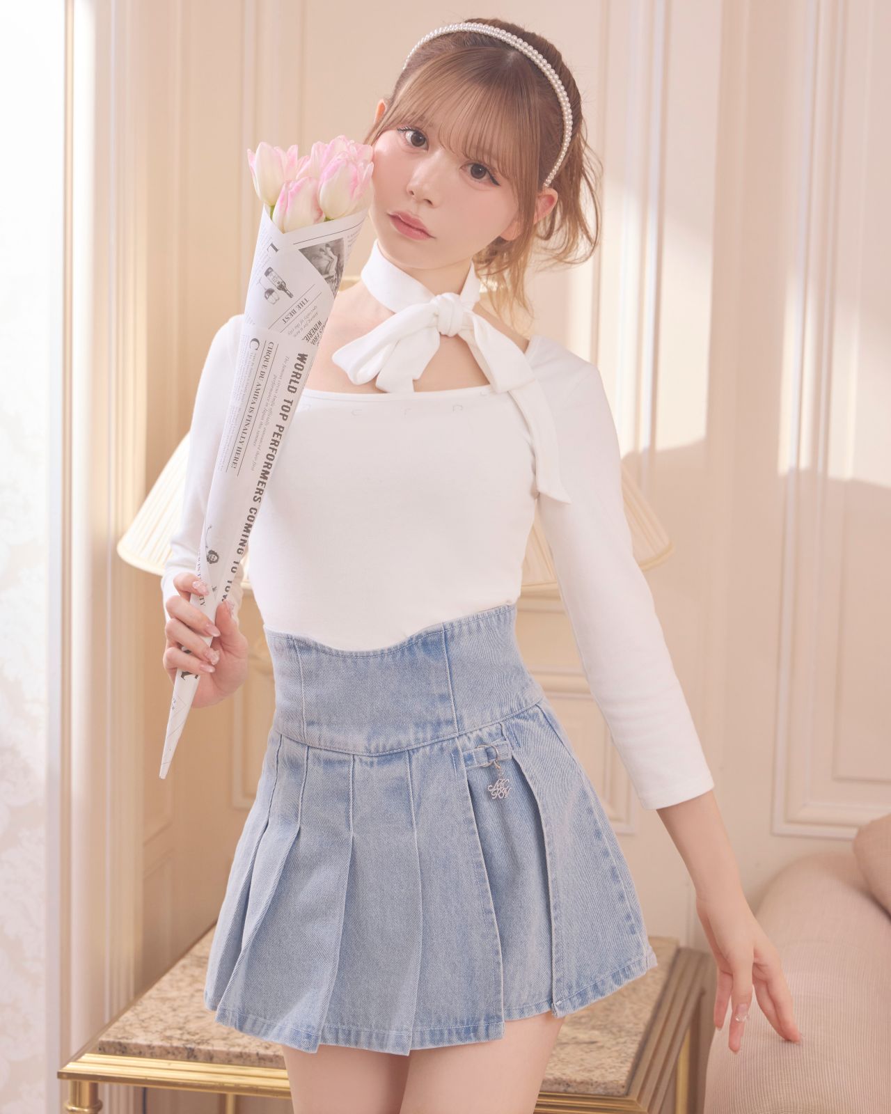 美脚デニムスカパン ライトブルー | ファッション通販＆メディア