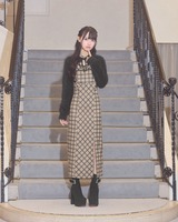 オリジナルチェック柄アンサンブルロングワンピ ベージュ