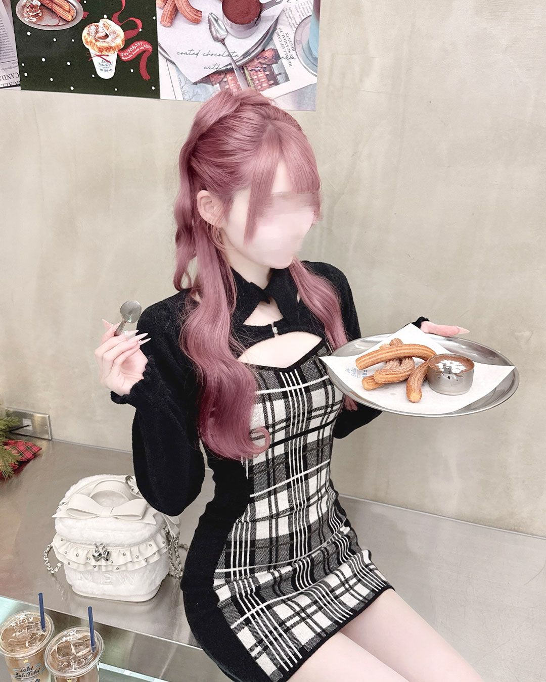 チェックレイヤードアンサンブルワンピース ホワイト | ファッション