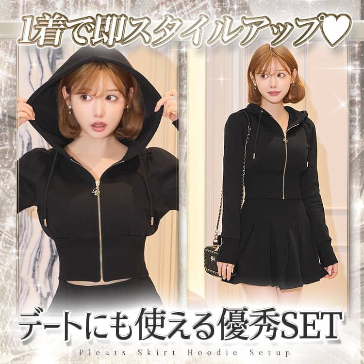 プリーツスカートフーディセットアップ（インナーパンツ付）