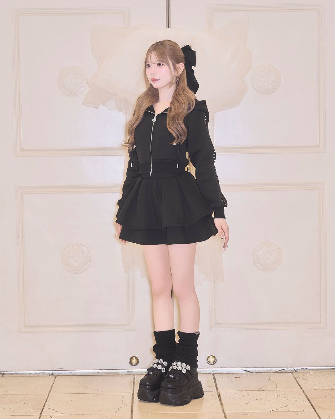美脚セットアップ(インナーパンツ付き) グレー | ファッション通販