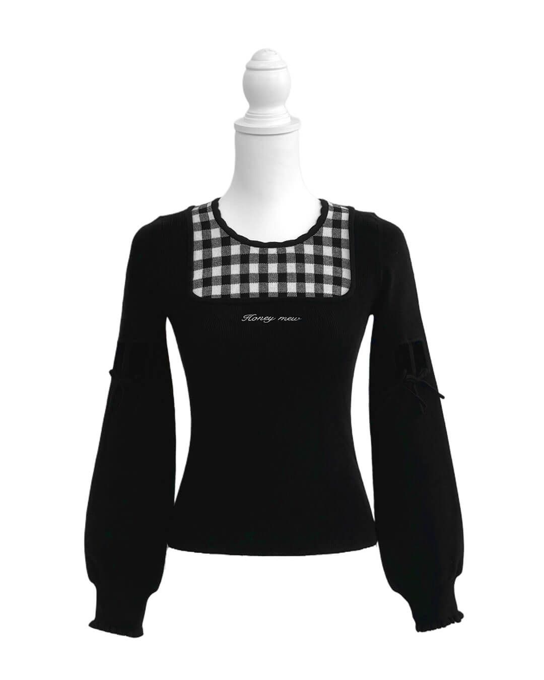 アームリボンスリットギンガムトップス ピンク | ファッション通販