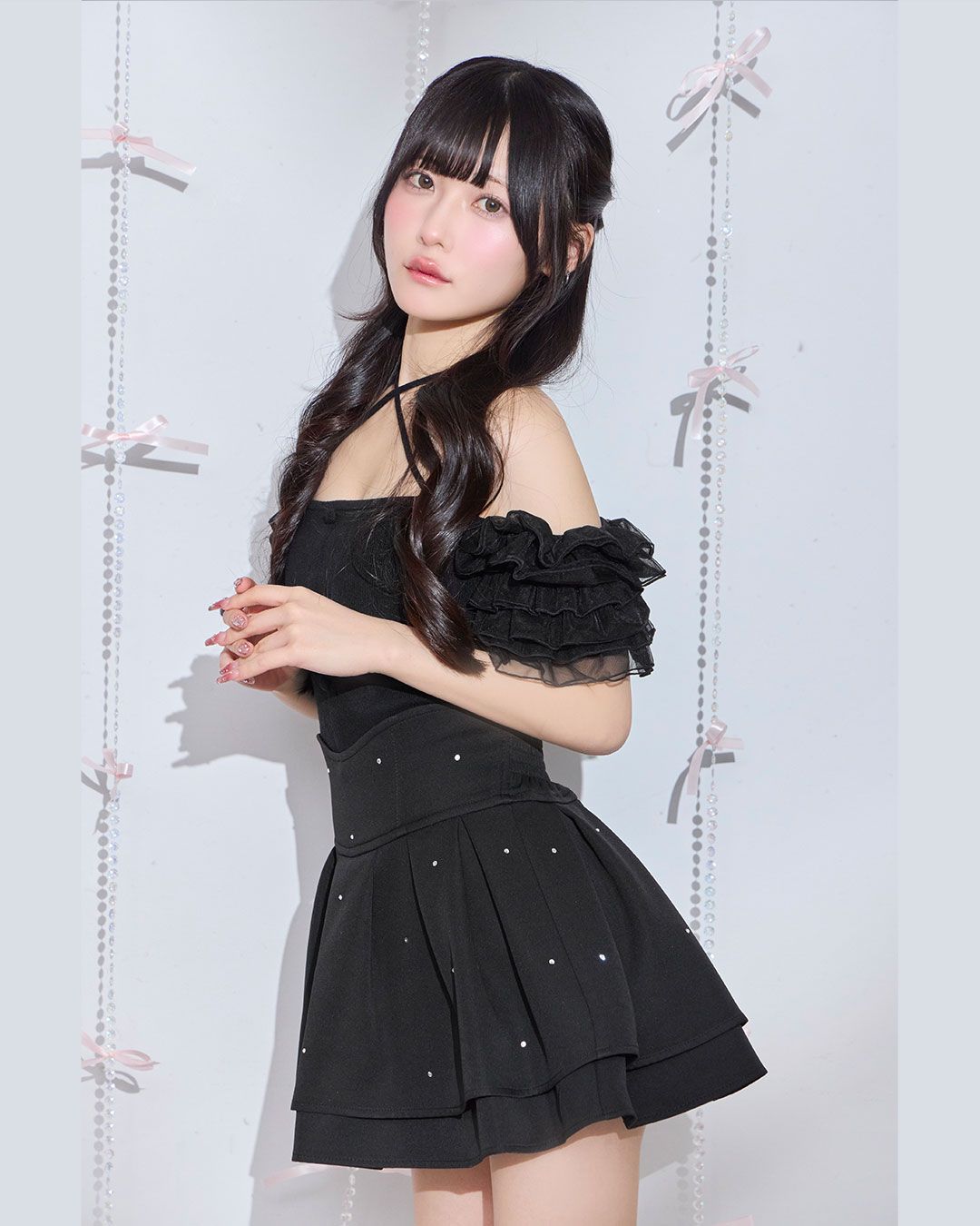 ランダムビジュー美脚スカート ブラック | ファッション通販