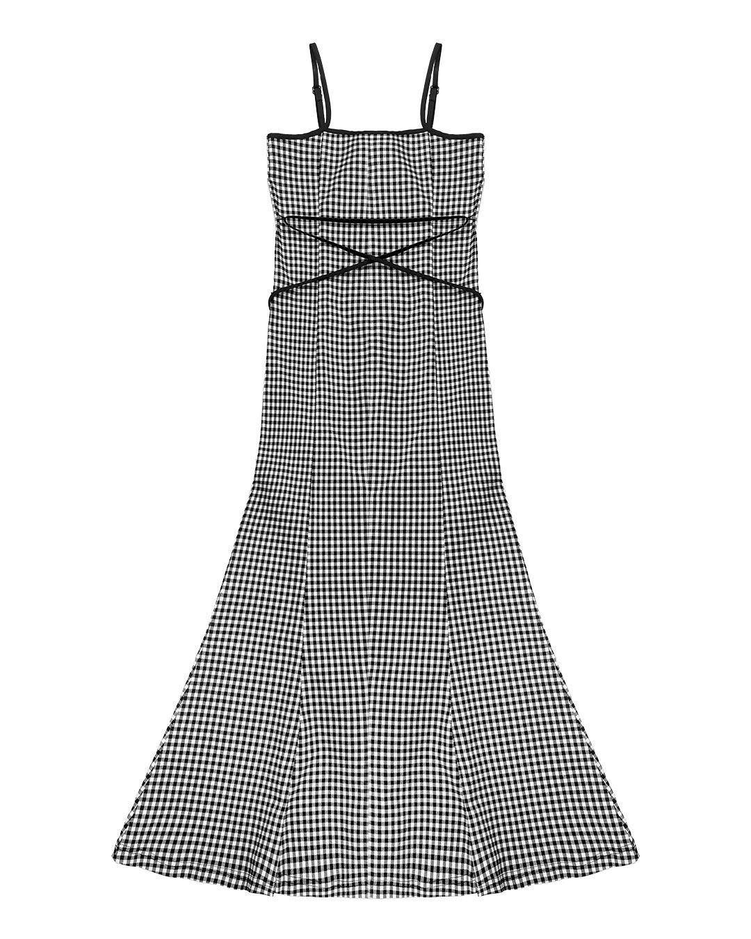 シャギーボレロsetギンガムチェックロングワンピ ブラック