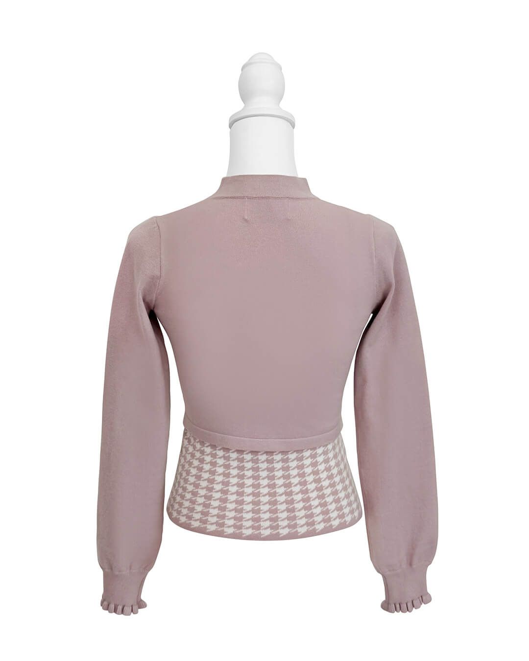 千鳥柄ハイネックアンサンブルトップス ブラック | ファッション通販