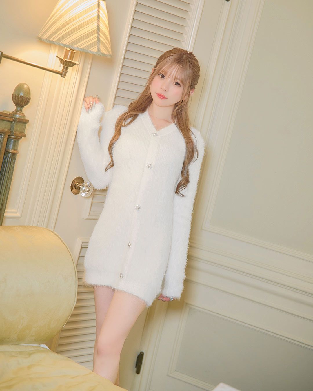 シャギーニットワンピース ホワイト | ファッション通販＆メディア